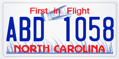 NC license plate ABD1058