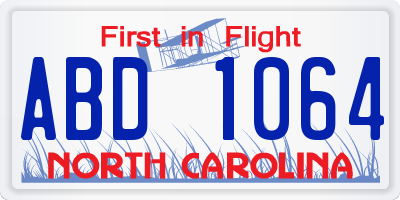 NC license plate ABD1064