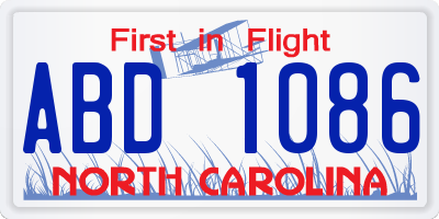 NC license plate ABD1086