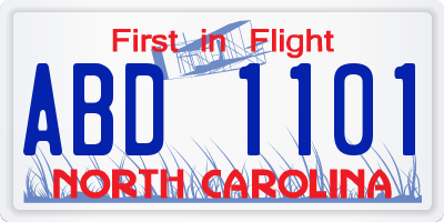 NC license plate ABD1101
