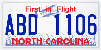 NC license plate ABD1106