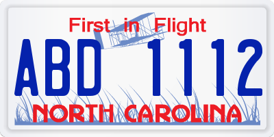 NC license plate ABD1112