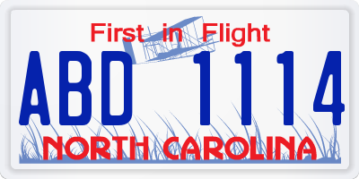 NC license plate ABD1114