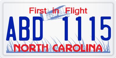 NC license plate ABD1115