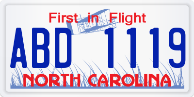 NC license plate ABD1119