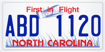 NC license plate ABD1120