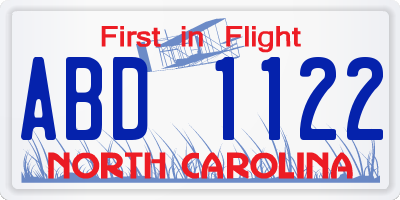 NC license plate ABD1122