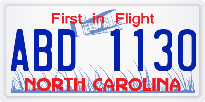NC license plate ABD1130