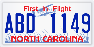 NC license plate ABD1149