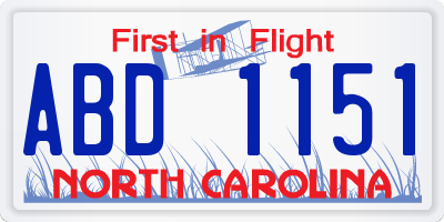 NC license plate ABD1151