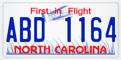 NC license plate ABD1164