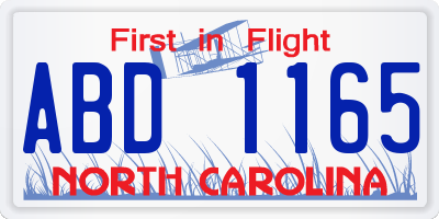 NC license plate ABD1165