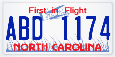 NC license plate ABD1174