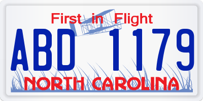 NC license plate ABD1179