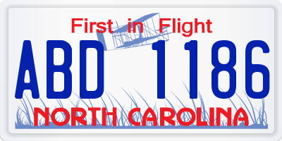 NC license plate ABD1186