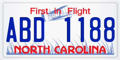 NC license plate ABD1188