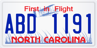 NC license plate ABD1191
