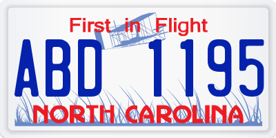 NC license plate ABD1195