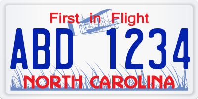 NC license plate ABD1234