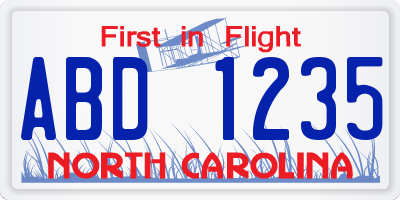 NC license plate ABD1235