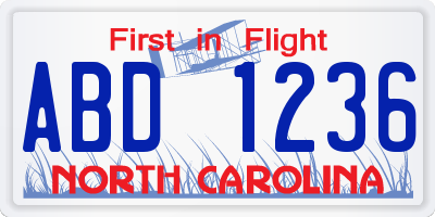 NC license plate ABD1236