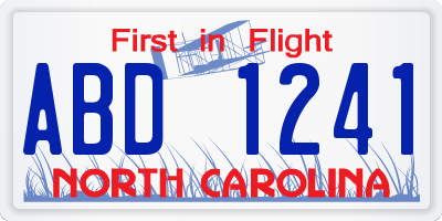 NC license plate ABD1241