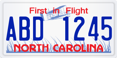 NC license plate ABD1245