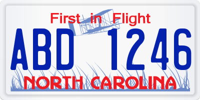 NC license plate ABD1246