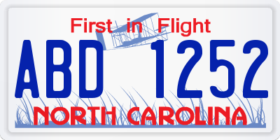 NC license plate ABD1252