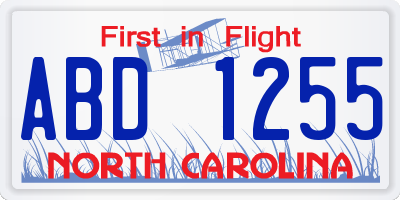 NC license plate ABD1255