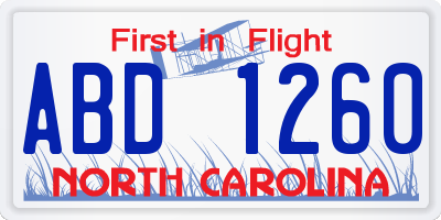 NC license plate ABD1260