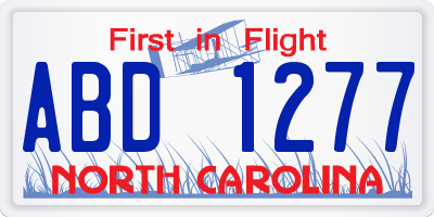 NC license plate ABD1277