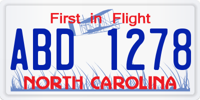 NC license plate ABD1278
