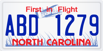 NC license plate ABD1279