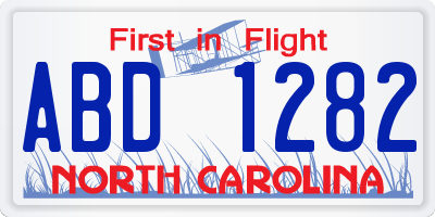NC license plate ABD1282