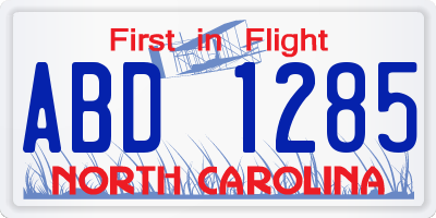 NC license plate ABD1285