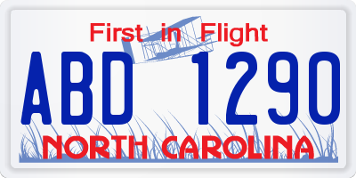 NC license plate ABD1290