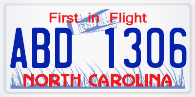 NC license plate ABD1306