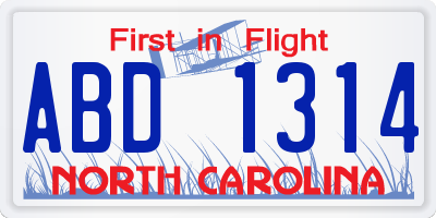 NC license plate ABD1314