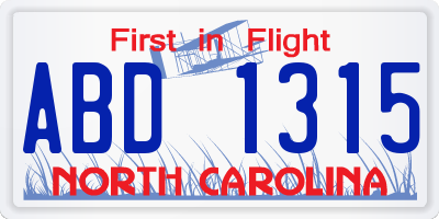NC license plate ABD1315