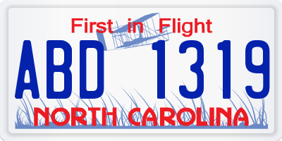 NC license plate ABD1319