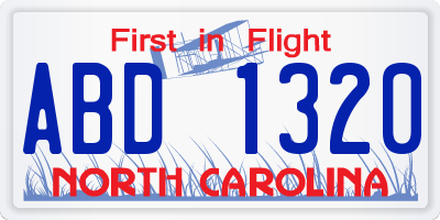 NC license plate ABD1320