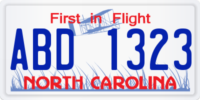 NC license plate ABD1323