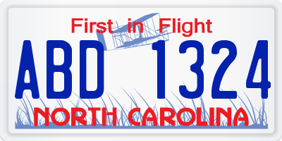 NC license plate ABD1324