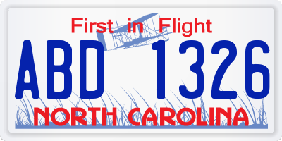 NC license plate ABD1326