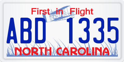 NC license plate ABD1335
