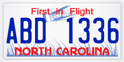 NC license plate ABD1336