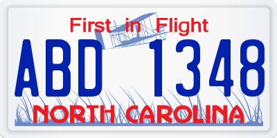 NC license plate ABD1348