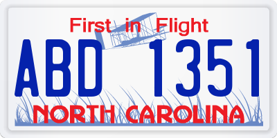 NC license plate ABD1351