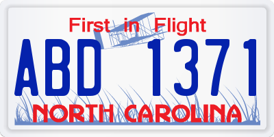 NC license plate ABD1371